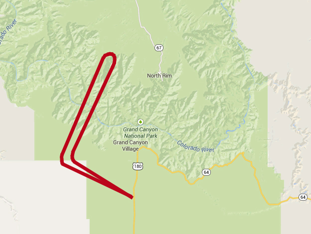 Canyon Dancer Flight Route Map