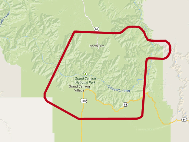 Canyon Spirit Flight Route Map