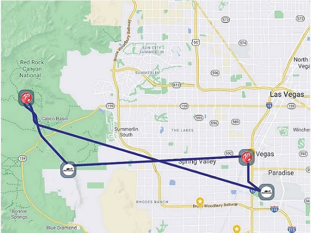 Map of western Las Vegas and Red Rock Canyon National Park