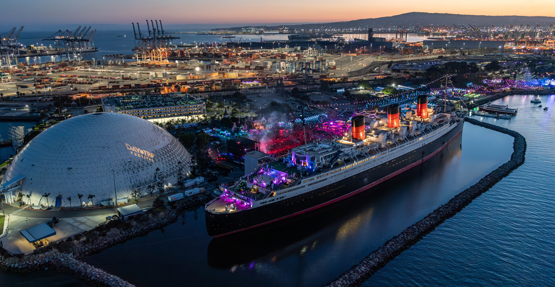 Aerial view of Dreamstate Festival from helicopter