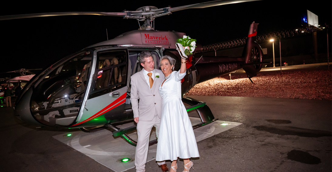 Helicopter flight and exchange of wedding vows over the iconic Vegas Strip with bonus city loop